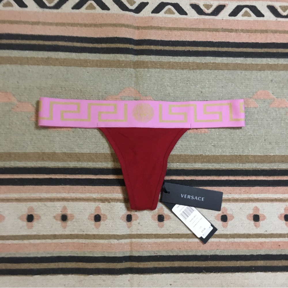 Versace Size 1 Red & Pink thong New NWT